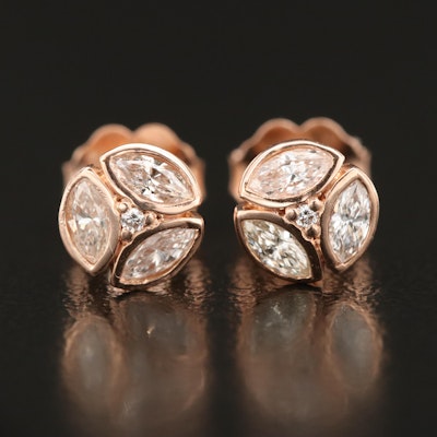 14K Rose Gold 0.49 CTW Diamond Stud Earrings