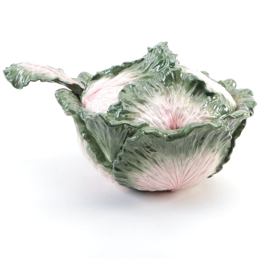 Fitz and Floyd "Cabbage Leaf Green" Ceramic Tureen