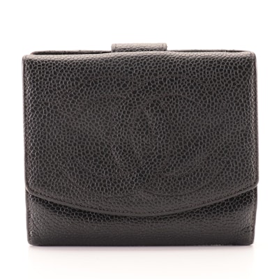 Chanel CC Flap Front Wallet in Caviar Leather