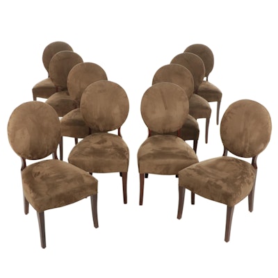 Ten Faux-Suede Upholstered Dining Chairs