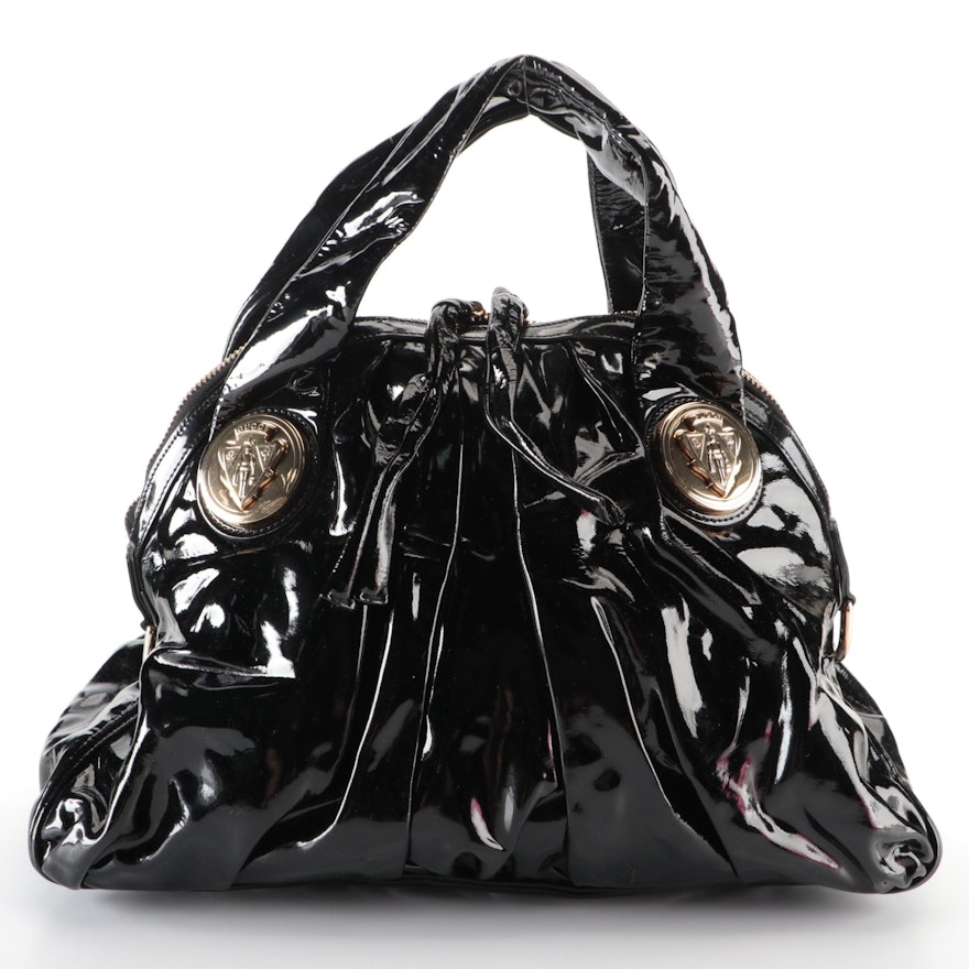 Gucci Hysteria Top Handle Bag in Black Patent Leather