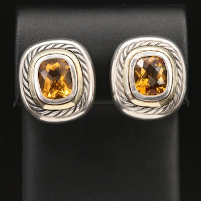 David Yurman "Albion" Sterling and Citrine Earrings with 14K Accents