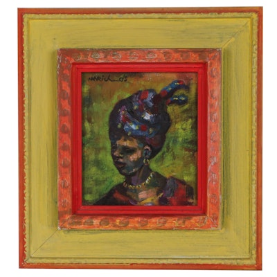 Portrait Oil Painting of Woman, Late 20th Century