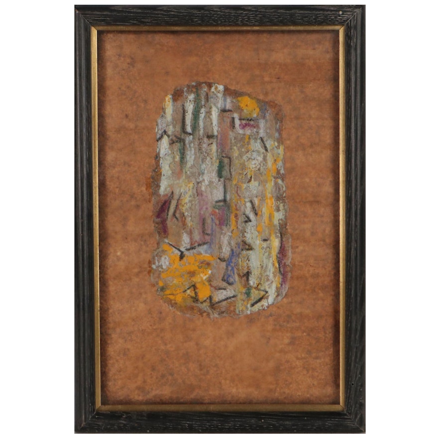 Abstract Mixed Media Painting Attributed to Eleanor Heller, Late 20th Century