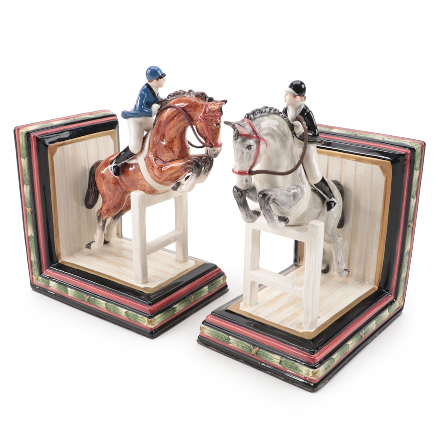 Fitz and Floyd "Equestrian" Ceramic Bookends, 2000–2003