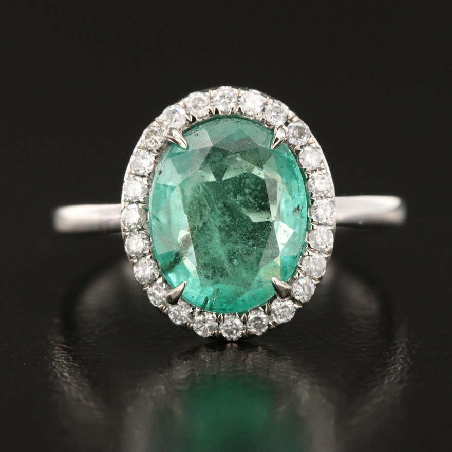 14K 2.88 CT Emerald and Diamond Ring with GIA Report