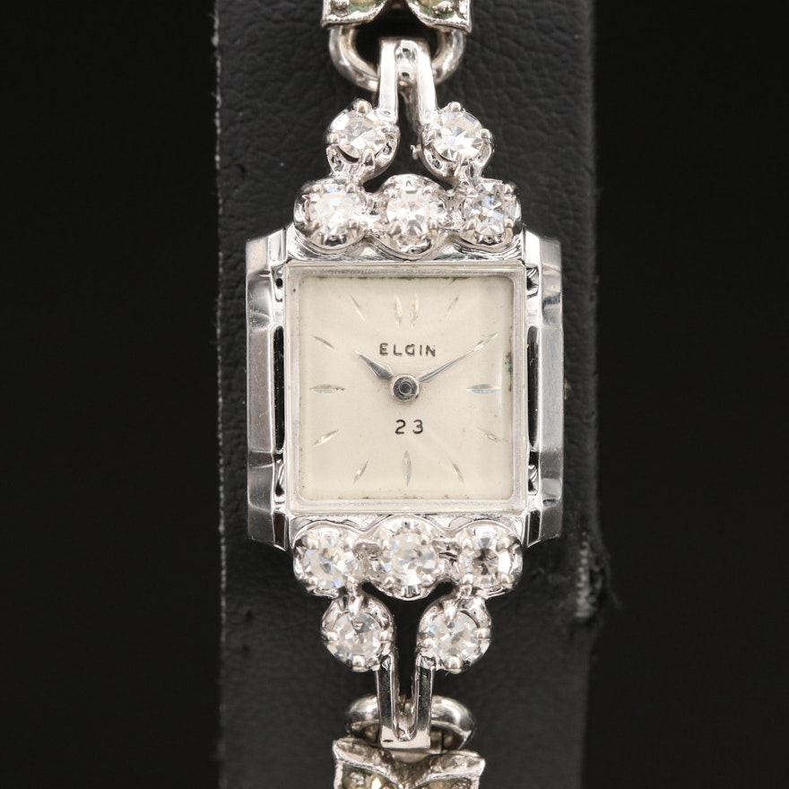 14K Elgin Diamond Wristwatch
