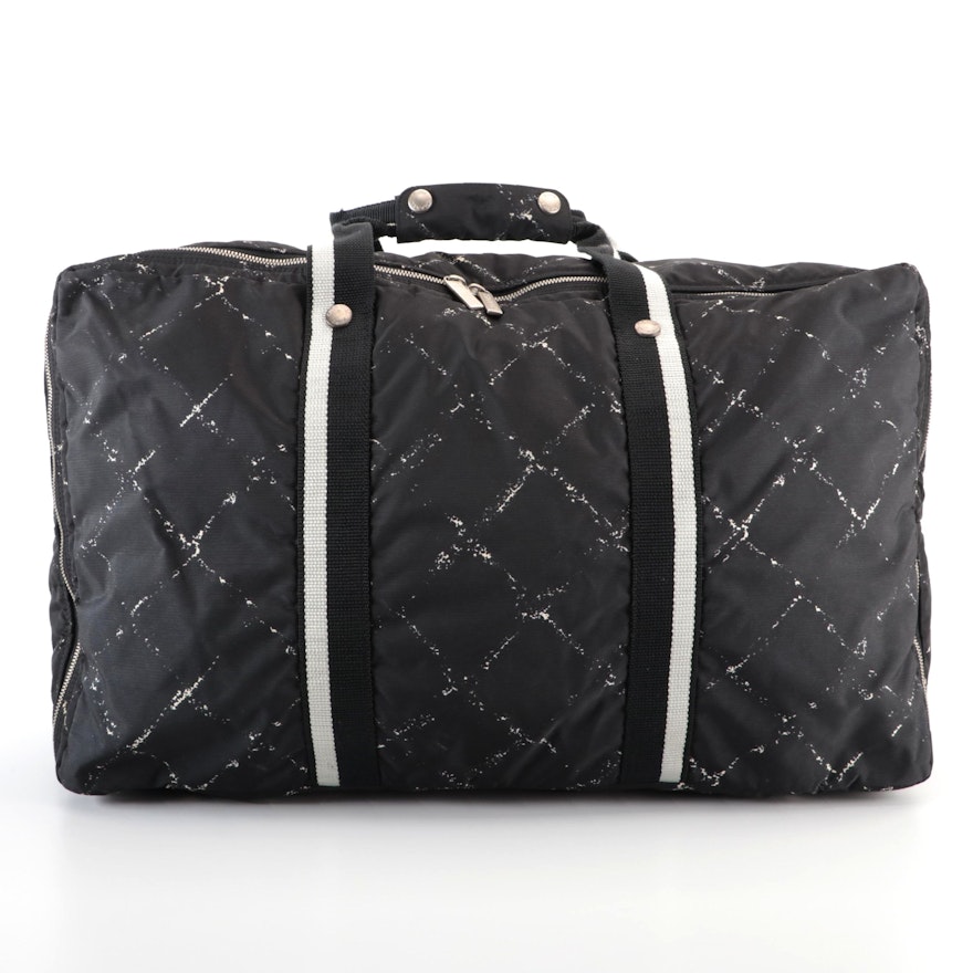 Chanel Travel Line Large Duffle Bag in Printed Black Nylon