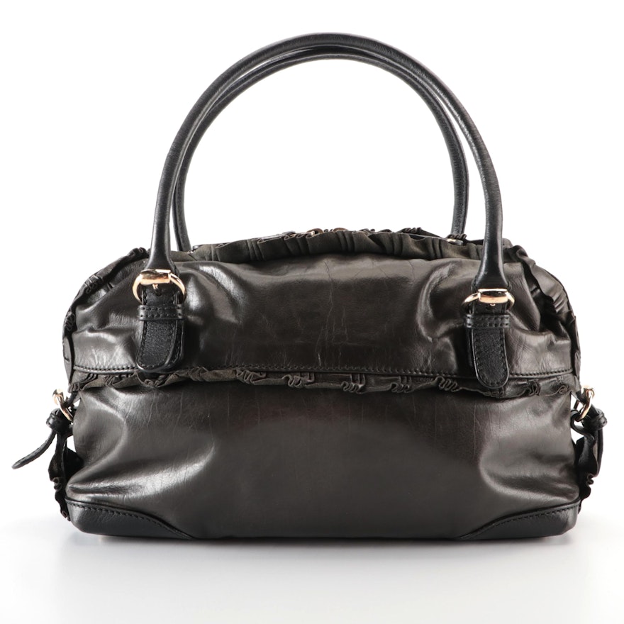 Gucci Small Sabrina Domed Handbag in Leather with Ruffle Trim