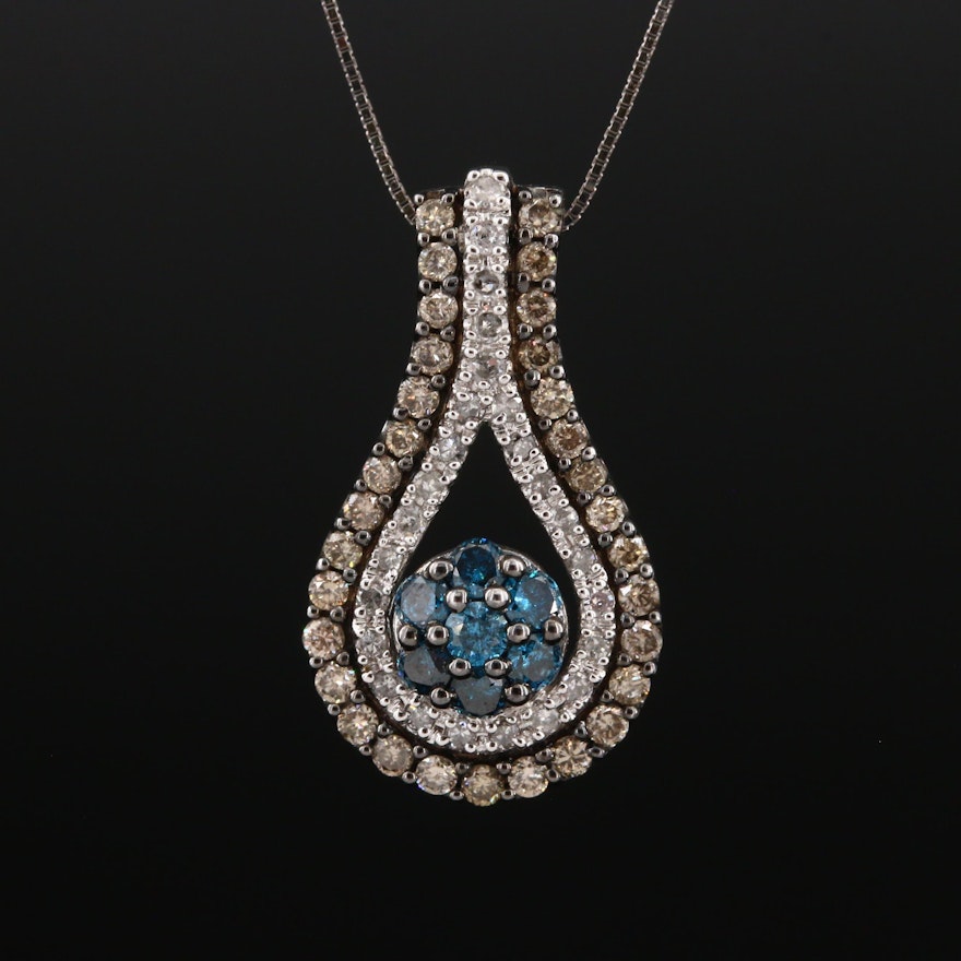 10K 1.02 CTW Diamond Pendant Necklace