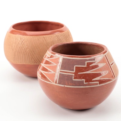 Rosita Cata Pueblo Pottery Rose Bowl with Other Redware