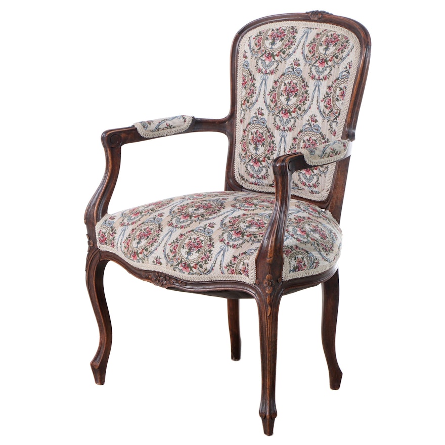 Louis XV Style Beech Upholstered Fauteuil, Early 20th Century