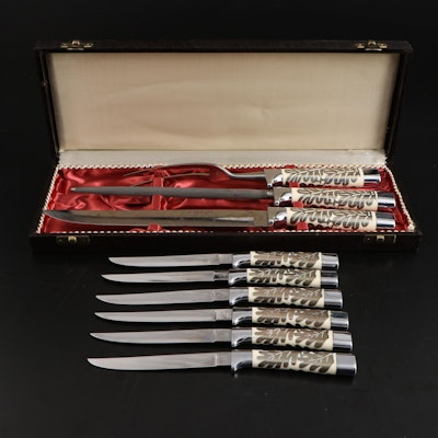 Durex Stainless Steel Carving Set and Steak Knives, Mid-20th Century