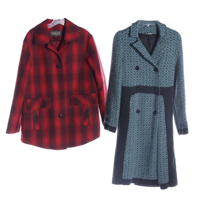 Pendleton Plaid Wool Coat and Twin-Set Cashmere Double-Breasted Coat