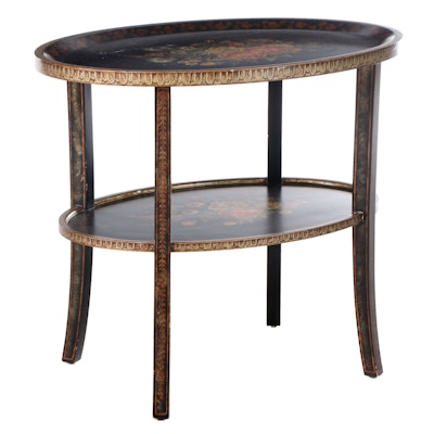 Napoleon III Style Ebonized and Paint-Decorated Étagère Table