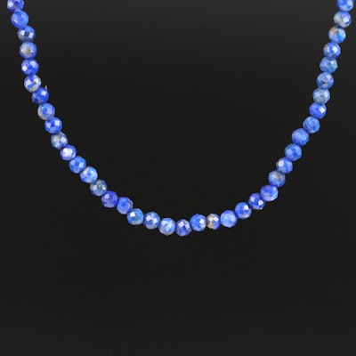 Lapis Lazuli Beaded Necklace with 14K Clasp