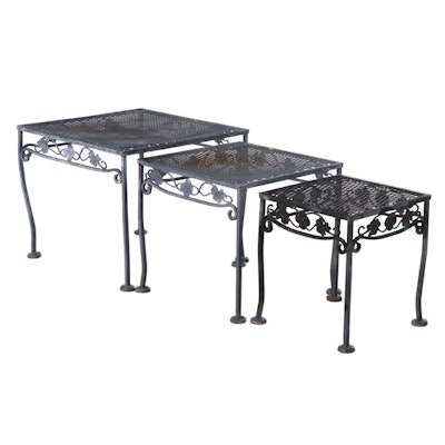 Wrought Iron Grapevine Motif Patio Nesting Tables
