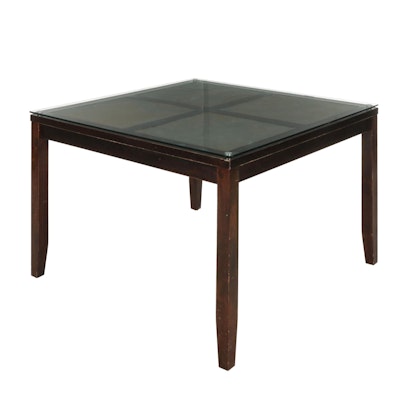 Kittles Contemporary Glass Top Dining Table with Slate Tiles
