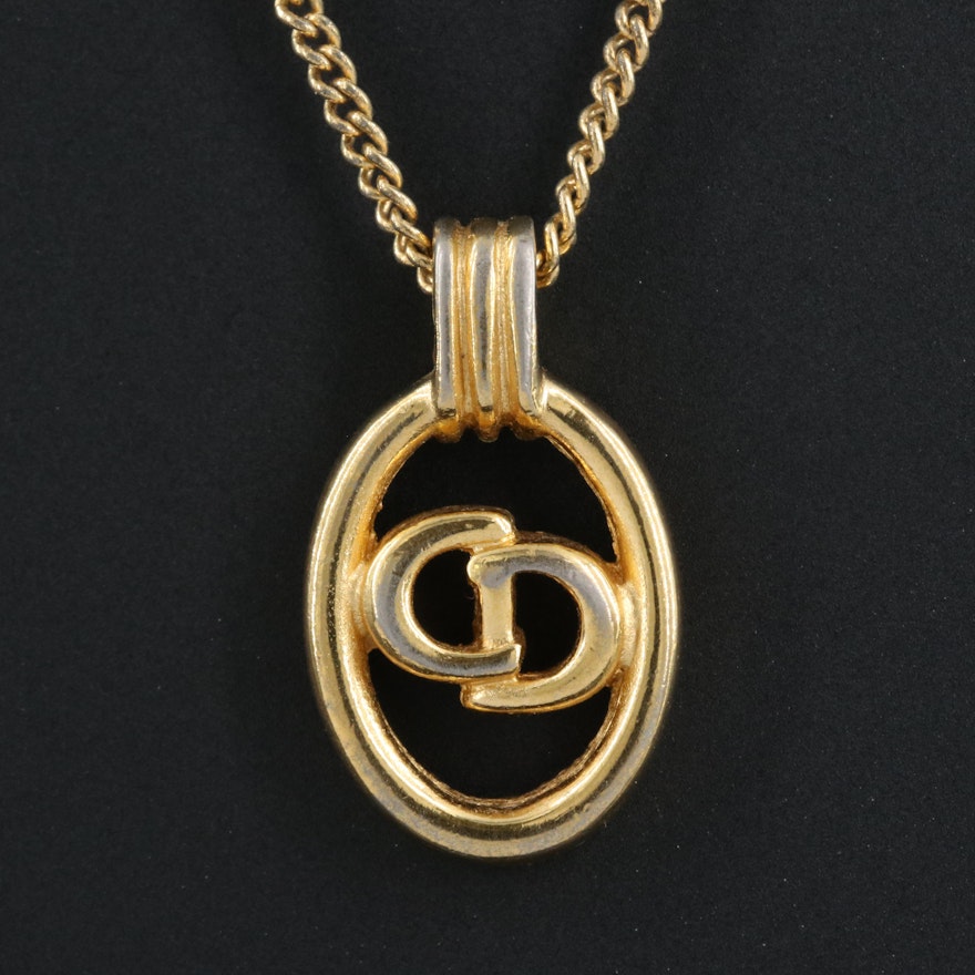 Christian Dior "C D" Pendant Necklace