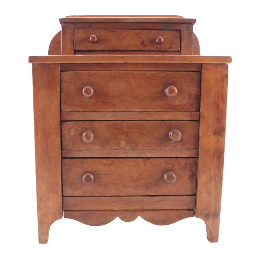 American Primitive Birch Miniature Chest of Drawers, Mid-19th Century