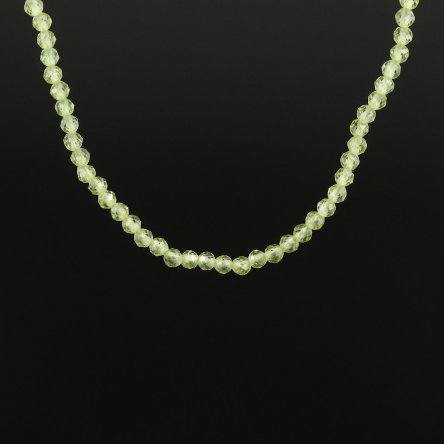 Peridot Beaded Necklace with 14K Clasp