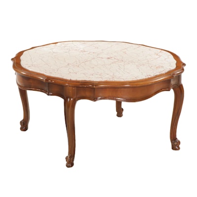 French Provincial Style Stone-Top Coffee Table, Mid to Late 20th Century
