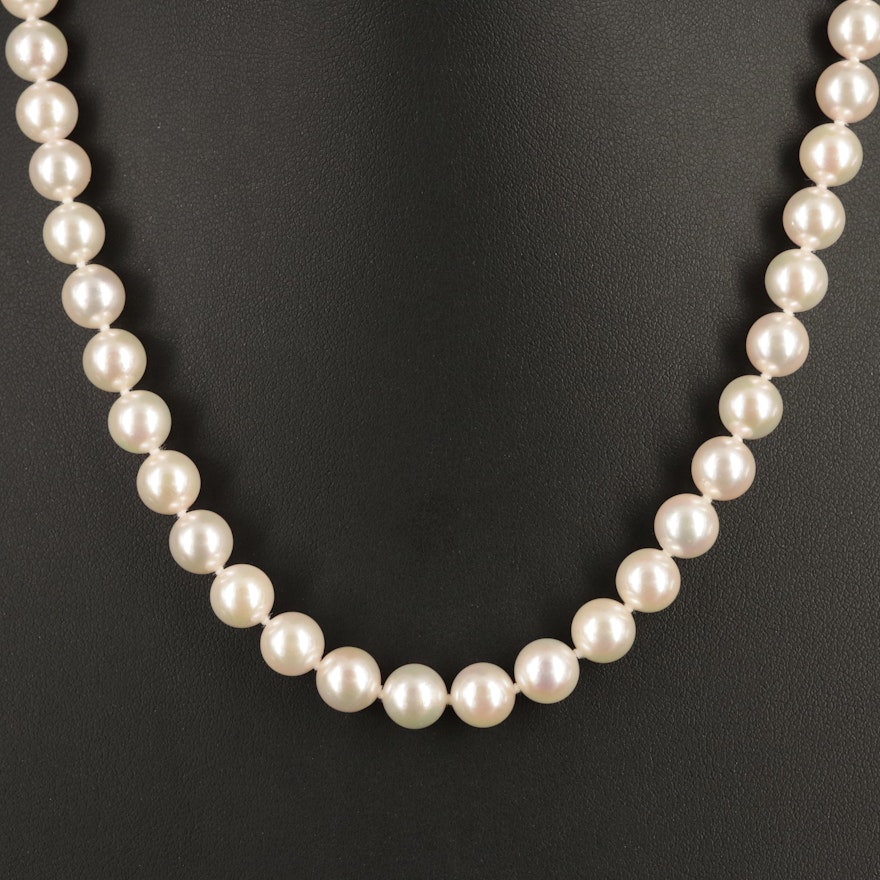 Blue Lagoon by Mikimoto Pearl Necklace with 14K Clasp
