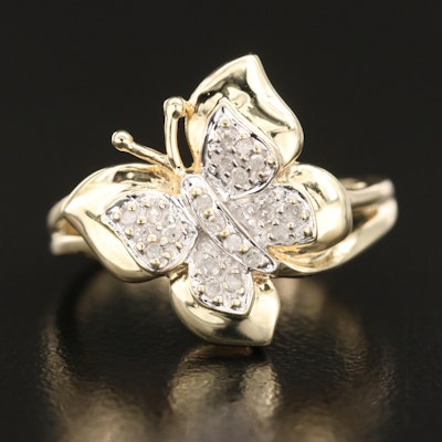10K Diamond Butterfly Ring