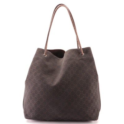 Gucci Tote Bag in GG Gabardine and Leather Trim