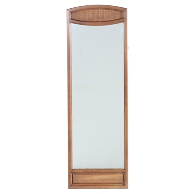 Wood and Rattan Framed Full Length Wall Mirror