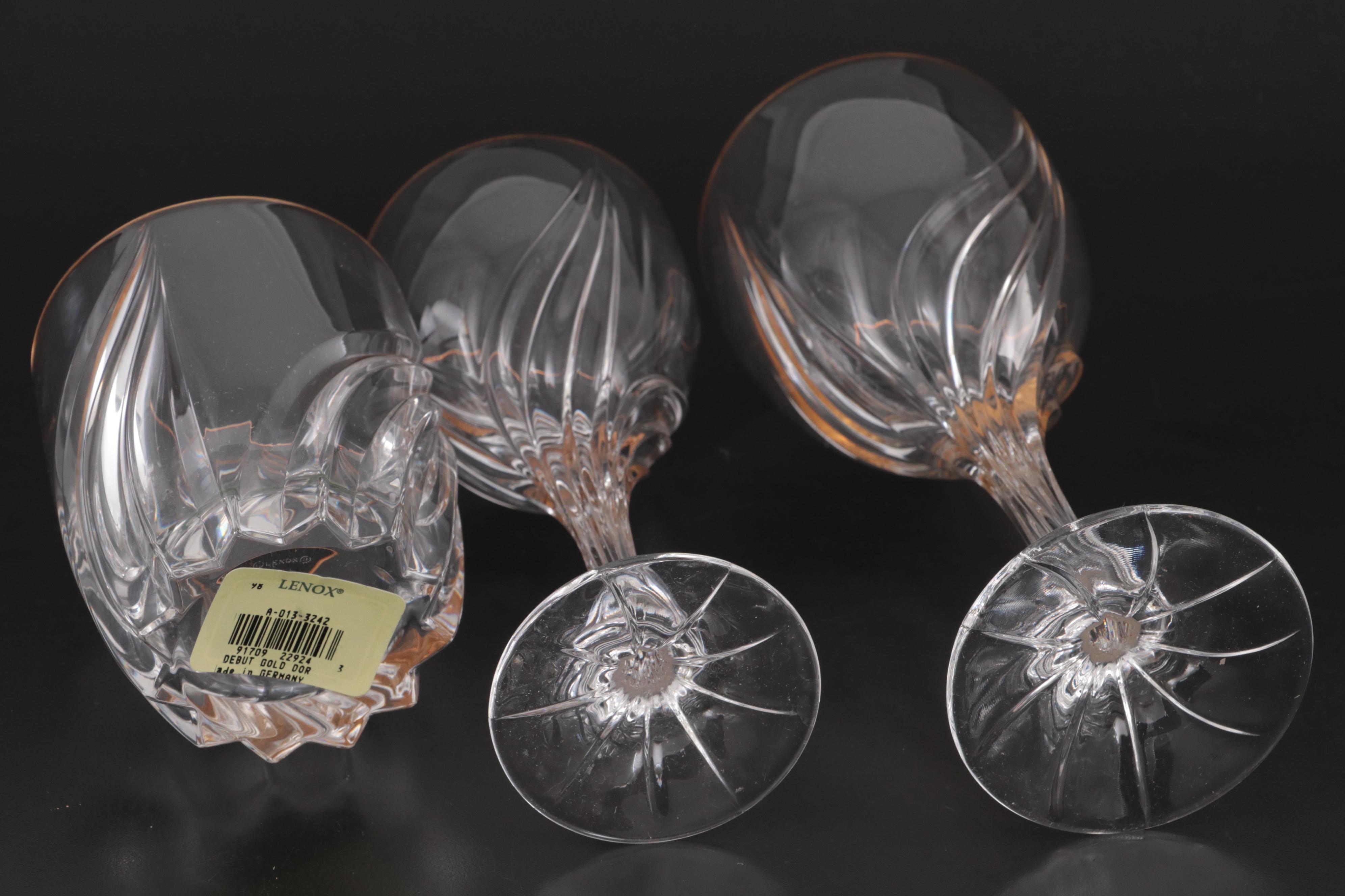 Lenox "Debut Gold" Crystal Stemware and Double Old Fashioned Glasses EBTH