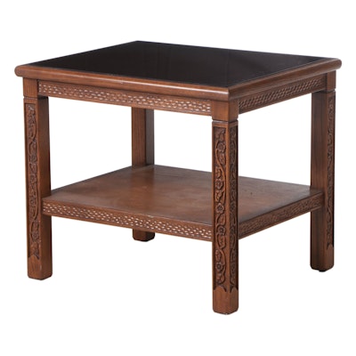 Arts & Crafts Style Carved Wood Side Table, 20th Century