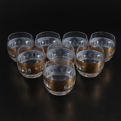 Roman Themed Gilt Accented Roly Poly Cocktail Glasses