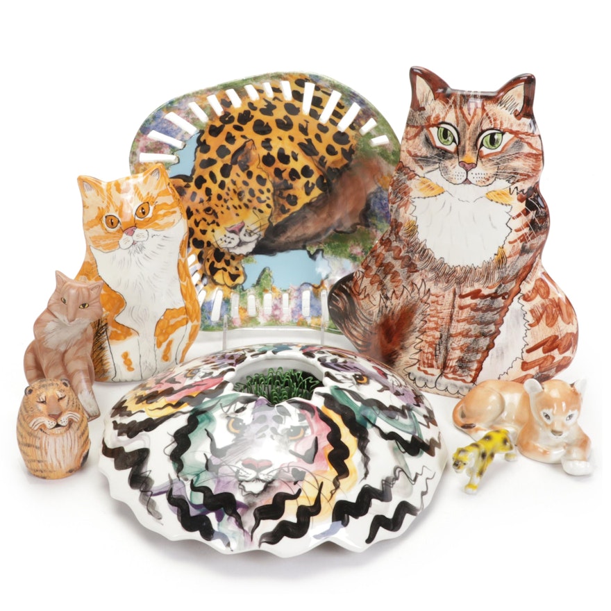 Cats by Nina Ceramic Cat Vases, Artist Made Figurines and Other Cat Decor