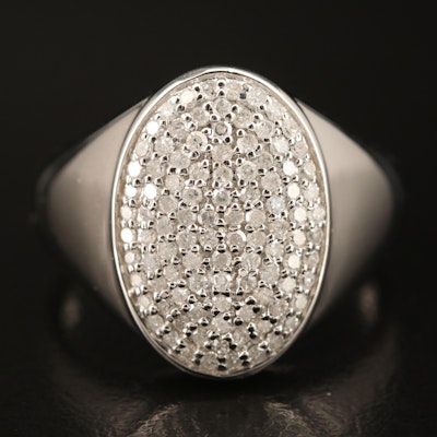 Sterling Diamond Oval Dome Ring