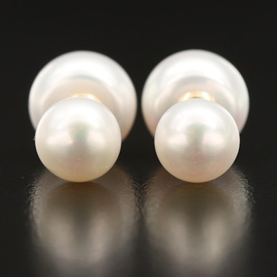 14K and 10K Pearl Front-Back Earrings
