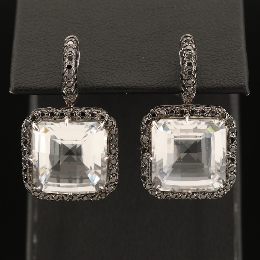 18K Quartz and 2.09 CTW Diamond Earrings
