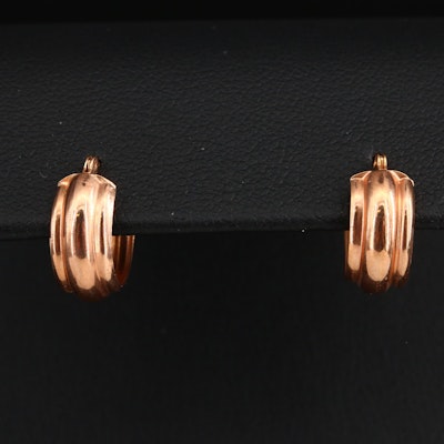 18K Rose Gold Fluted Hoop Earrings