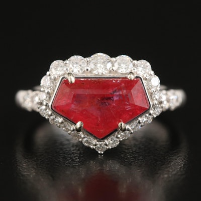 14K 3.04 CT Unheated Ruby and 0.67 CTW Lab Grown Diamond Ring with GIA Report