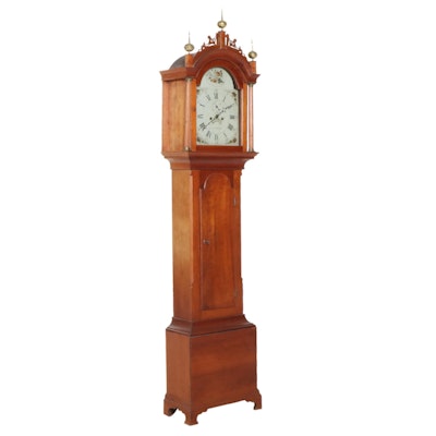 James Perrigo, Jr. Carved Cherry Tall Case Clock, Late 18th/ Early 19th Century