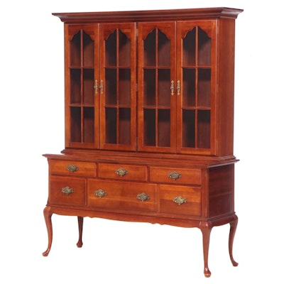 Queen Anne Style Cherrywood China Cabinet, Late 20th Century