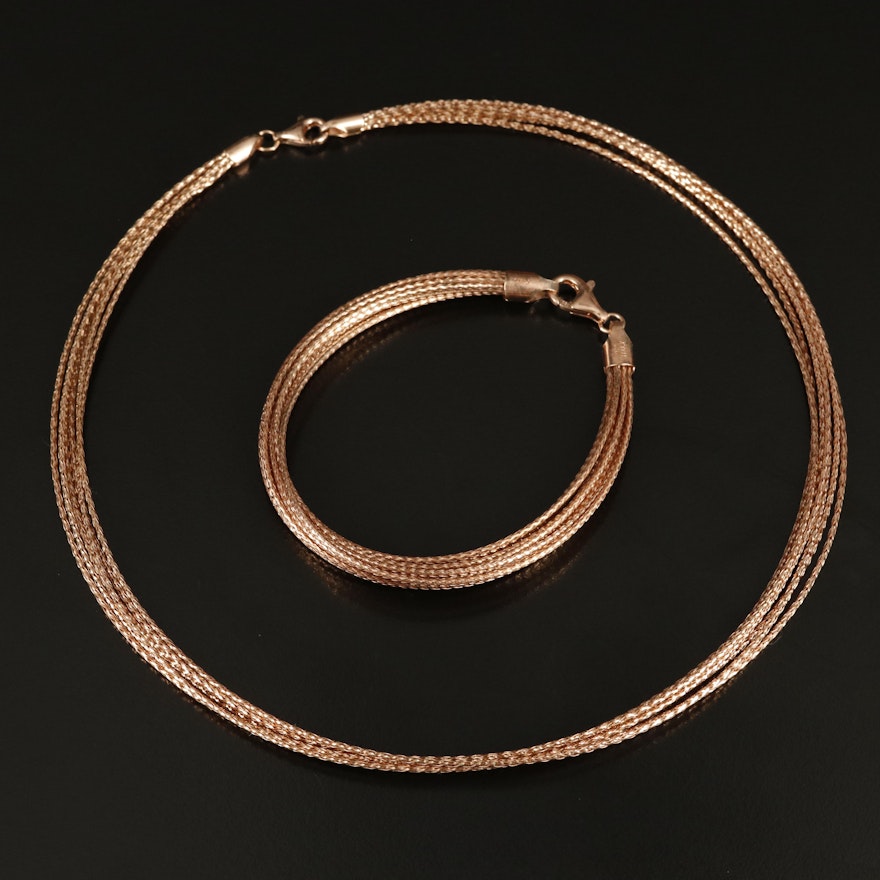 Sterling Mesh Necklace and Bracelet Set