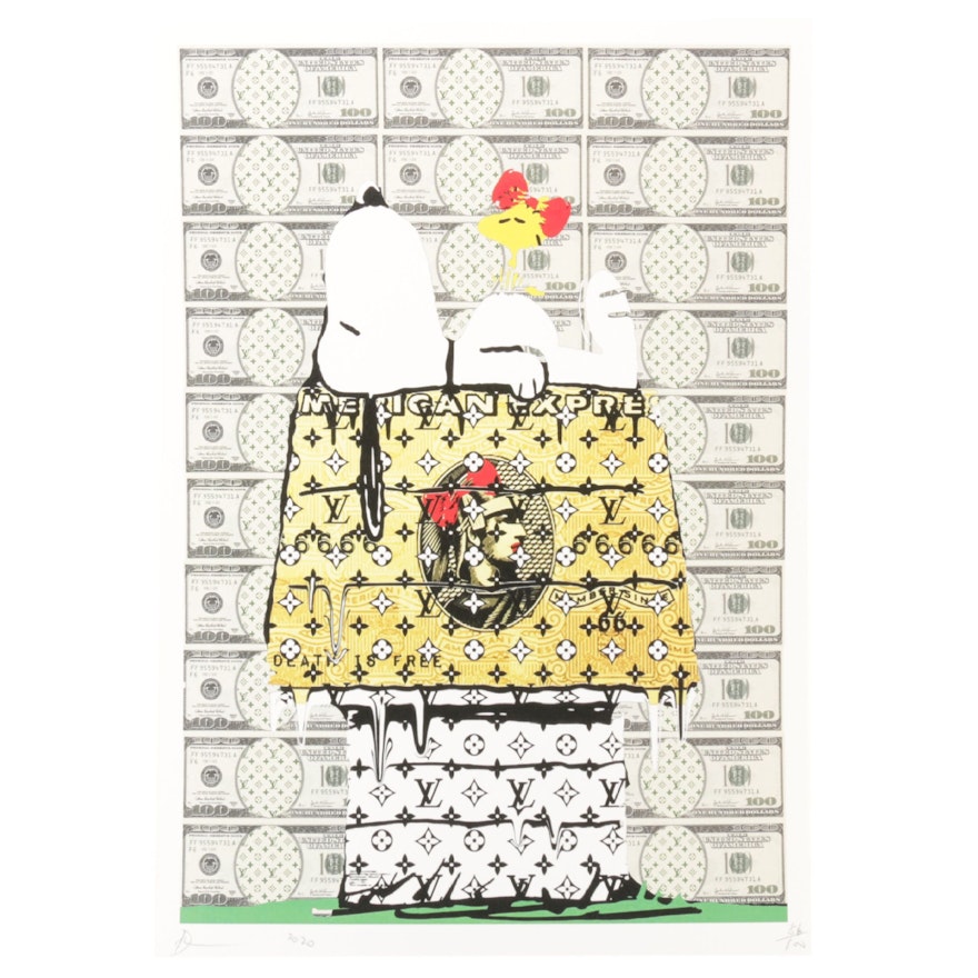 Death NYC Pop Art Graphic Print of Louis Vuitton Snoopy and Woodstock