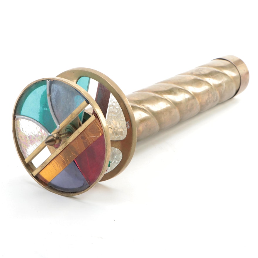 Handmade Brass and Double Wheel Glass Kaleidoscope