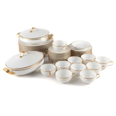 Théodore Haviland Gilt Rim Porcelain Dinnerware, Early to Mid-20th Century