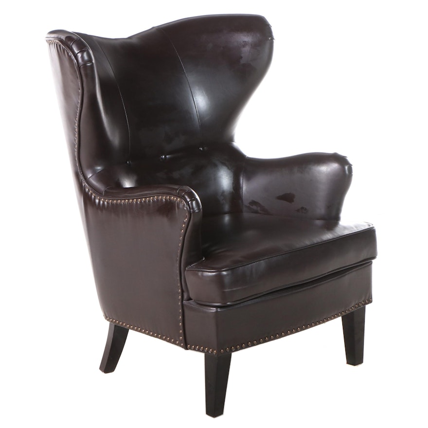 Noble House Contemporary Bonded Leather Wingback Chair