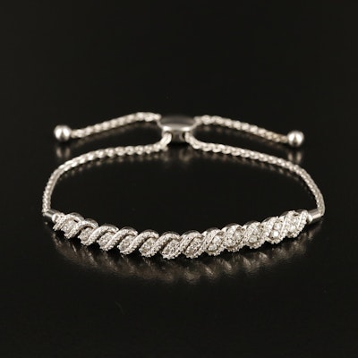 Sterling 0.46 CTW Diamond Bracelet with Adjustable Closuse