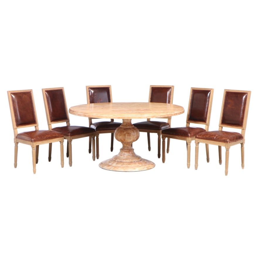 Burke Decor "Magnolia" Dining Table with Restoration Hardware Dining Chairs