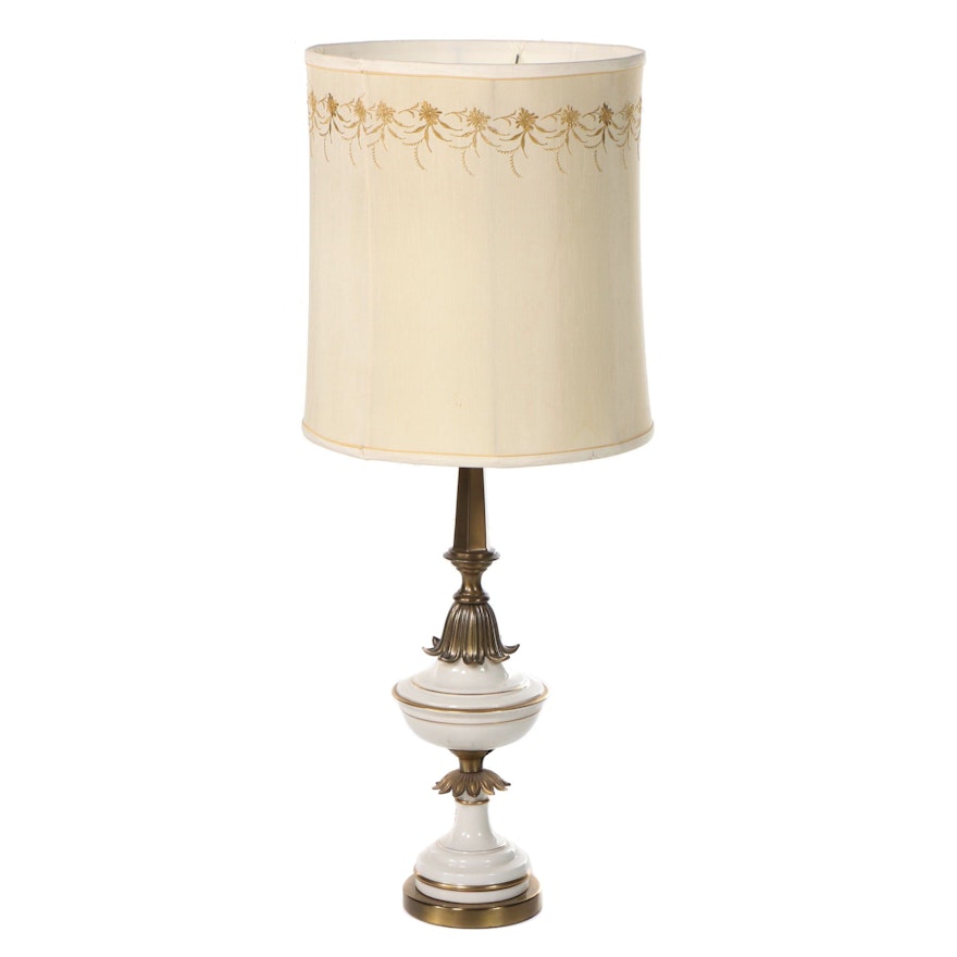 Brass and Enameled Table Lamp, Mid to Late 20th Century