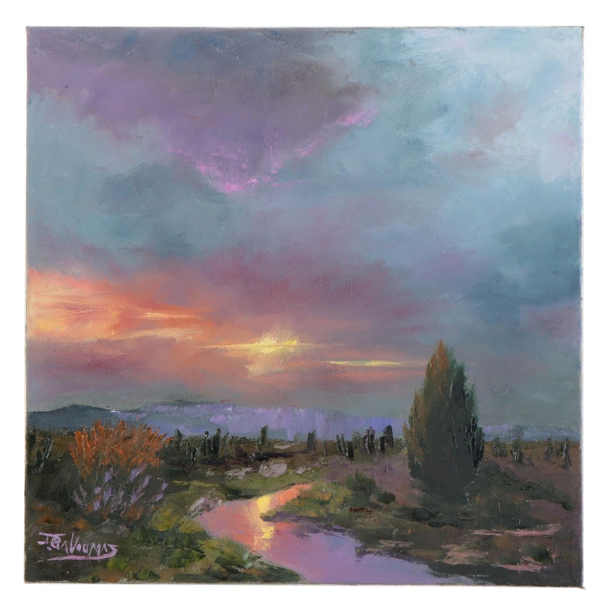 James Baldoumas Oil Painting "Desert Sunset," 2022